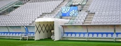 Teleskopický tunel na fotbalový stadión, šíře 2,4 m, výška 2,4 m